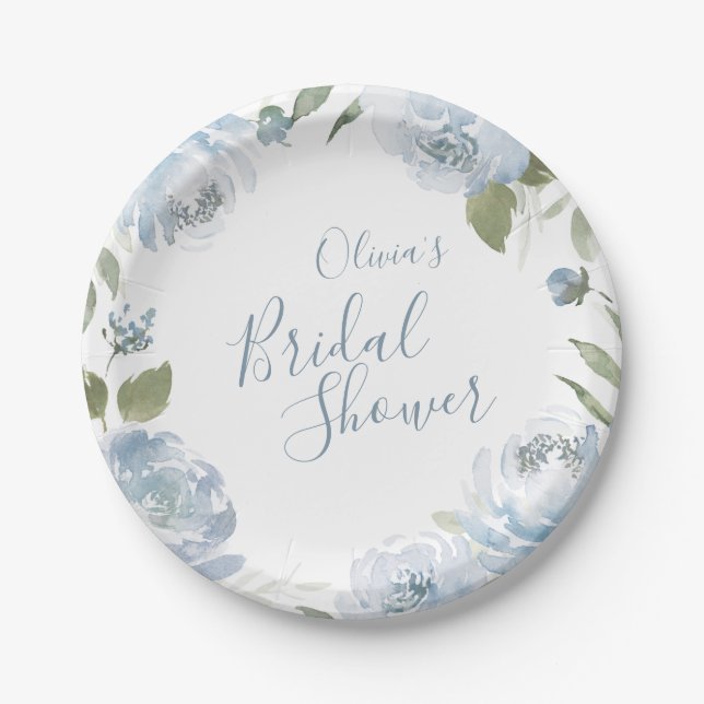 Assiettes En Carton Jardin romantique aquarelle fleurie douche nuptial (Devant)