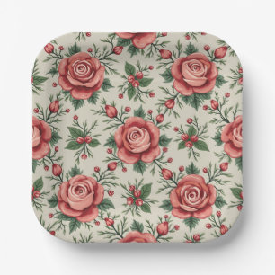 Assiettes En Carton Jardin rose