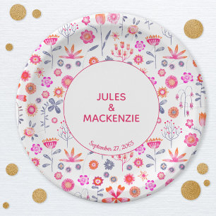 Assiettes En Carton Jardin rose moderne Boho