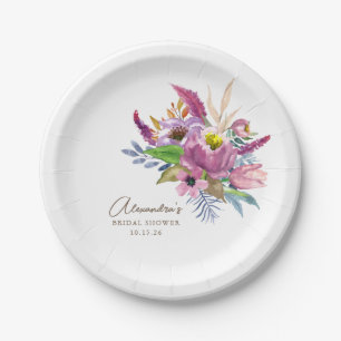 Assiettes En Carton Jardin Violet Floral Minimaliste Douce Personnalis