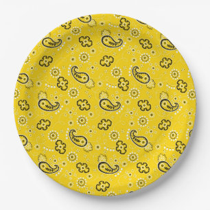 Assiettes En Carton Jaune Bandana Cowboy Rustic Modern Adventure
