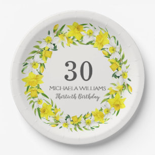 Assiettes En Carton Jaune blanc Daffodil couronne 30e anniversaire