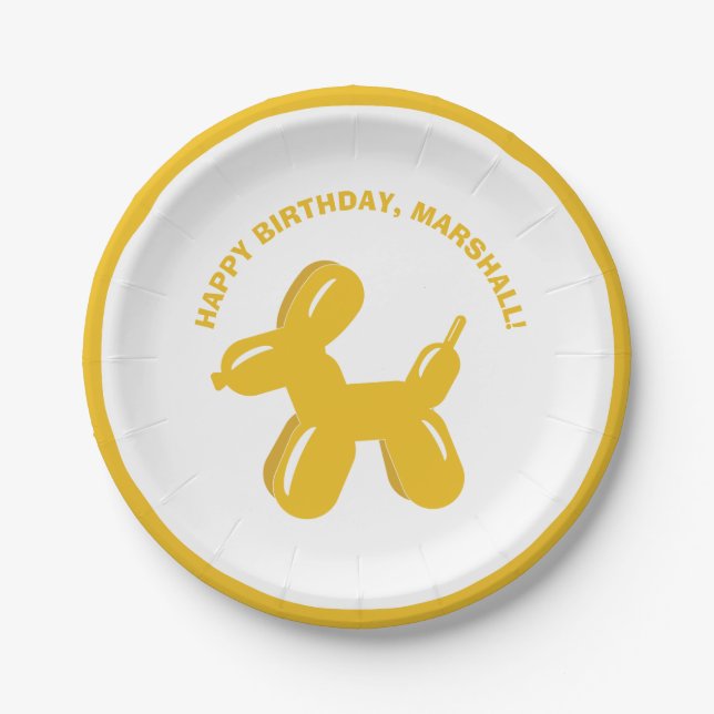 Assiettes En Carton Jaune Chien Ballotte Animal Parti Personnalisé (Devant)