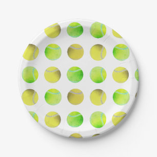 Assiettes En Carton Jaune classique Jaune Motif de balle de tennis Jau