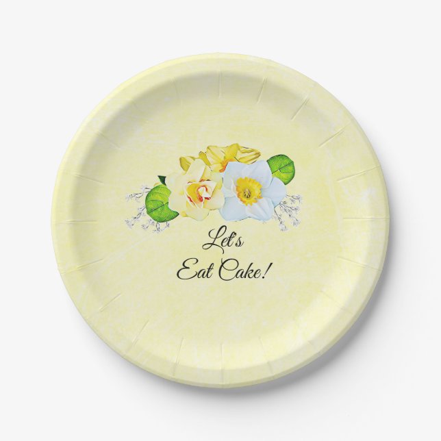Assiettes En Carton Jaune Daffodils Printemps Mariage Personnalisé (Devant)