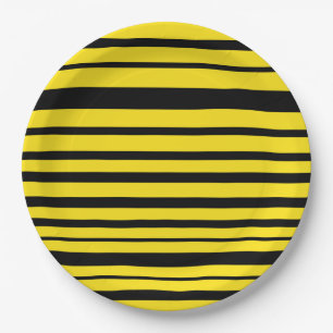 Assiettes En Carton Jaune et noir Abeille-Comme le motif de rayures