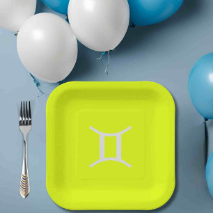 Assiettes En Carton jaune fluorescent -Gemini