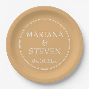 Assiettes En Carton Jaune minimaliste Mariage moderne