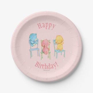 Assiettes En Carton Jaune, rose, et bleu concerne des chaises