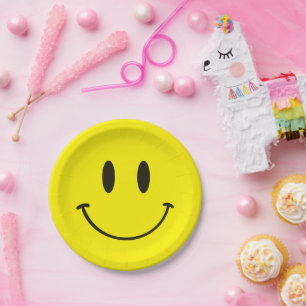 Assiettes En Carton Jaune Sourire Un Joyeux Mec/Gal 1er anniversaire