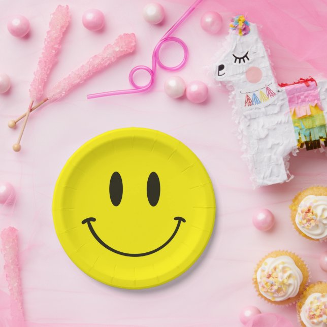 Assiettes En Carton Jaune Sourire Un Joyeux Mec/Gal 1er anniversaire (Fête)