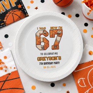 Assiettes En Carton J'avais 6 ans maintenant j'ai 7 ans Basket-ball –