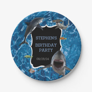 Assiettes En Carton Jaw-some Great White Shark Anniversaire