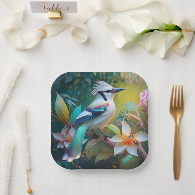 Assiettes En Carton Jay à ailes Turquoises en berceau (Mariage)