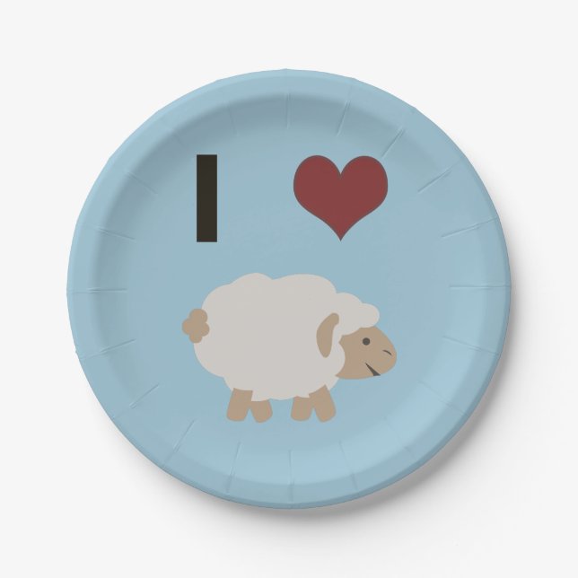 Assiettes En Carton Je coeur (amour) Ewe (toi) (Devant)