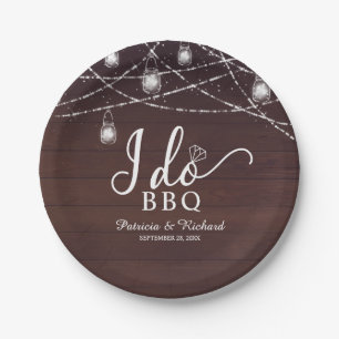 Assiettes En Carton Je fais BBQ Rustique Engagement Party Plaque papie
