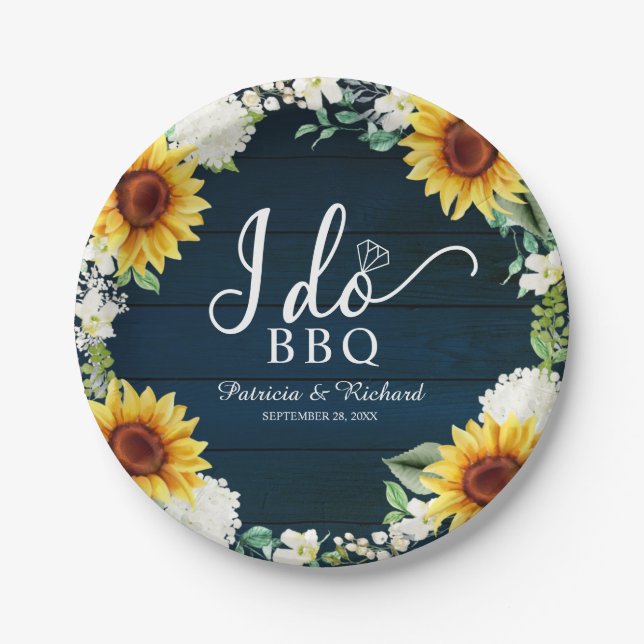 Assiettes En Carton Je fais BBQ Rustique Sunflowers (Devant)