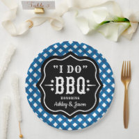 Je Fais du BBQ à carreaux bleus Mariage