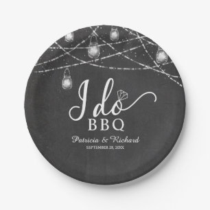 Assiettes En Carton Je fais du BBQ Fête de Fiançailles à la Craie Rust