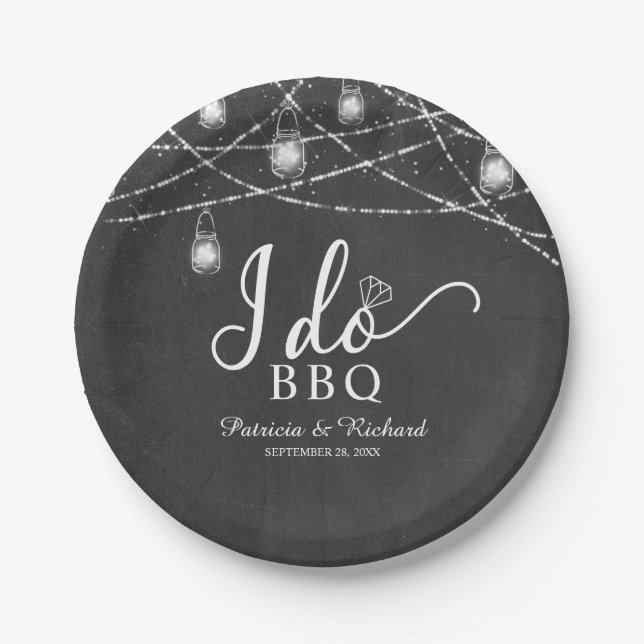 Assiettes En Carton Je fais du BBQ Fête de Fiançailles à la Craie Rust (Devant)