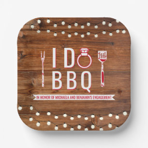 Assiettes En Carton Je fais un BBQ Fête de fiançailles rustique Couple