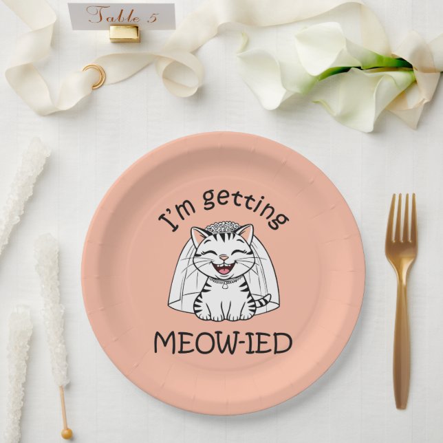 Assiettes En Carton Je me fais Meow-ied ! (Mariage)