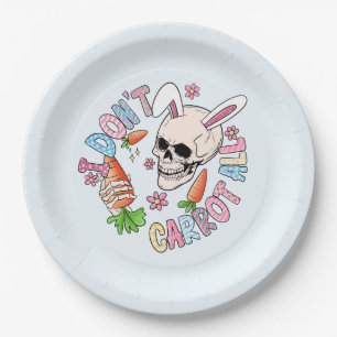 Assiettes En Carton Je ne fais pas de carottes - Mignonne lapin crâne