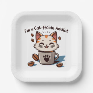 Assiettes En Carton Je suis accro à la Cat-fféine