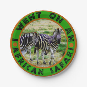 Assiettes En Carton Je suis allé sur un Safari Africain Zebra Pair