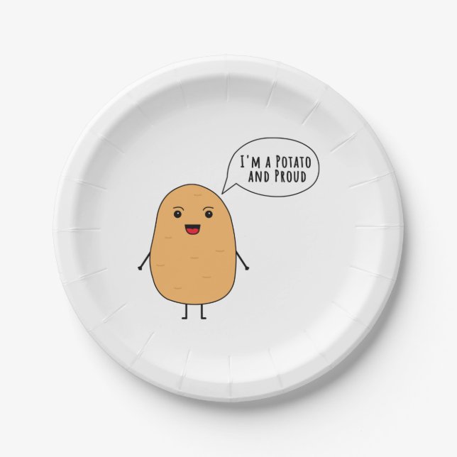 Assiettes En Carton Je suis une pomme de terre et fière (Devant)