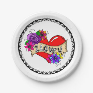 Assiettes En Carton Je T'Aime Street Art Graffiti Urban Heart