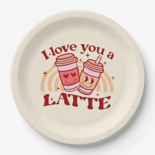 Assiettes En Carton Je T'Aime Un Latte