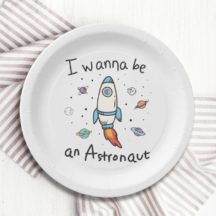 Assiettes En Carton Je Veux Être Un Caricature D'Astronaute