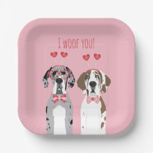 Assiettes En Carton Je Vous Malheur Les Grands Chiens Danois Rouge Ros