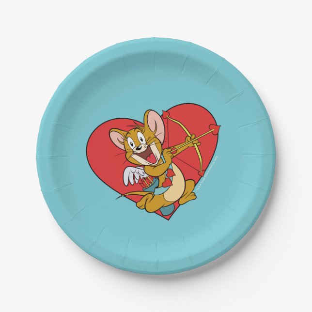 Assiettes En Carton Jerry Mouse habillée en Valentine Cupide (Devant)