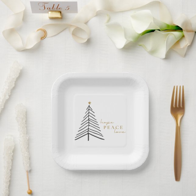 Assiettes En Carton J'espère l'amour pour la paix. Plaques de papier d (Mariage)