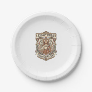 Assiettes En Carton  Jésus Art Nouveau Affiche Sacrée Jésus Art Nouvea