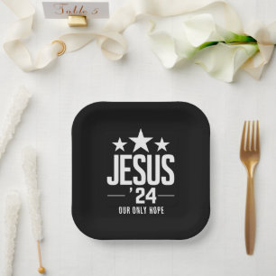 Assiettes En Carton Jésus-Christ 2024 Président Élections USA Politiqu
