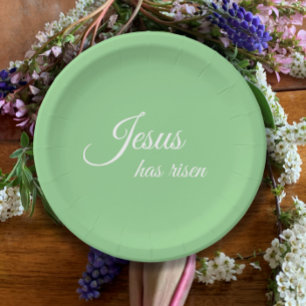 Assiettes En Carton Jésus Est Devenu Élégant Vert Pâques Chrétiennes