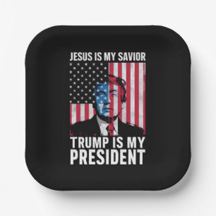 Assiettes En Carton Jésus Est Mon Sauveur Trump Est Mon Président 2024