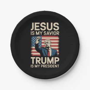 Assiettes En Carton Jésus est mon sauveur Trump est mon président 47 É