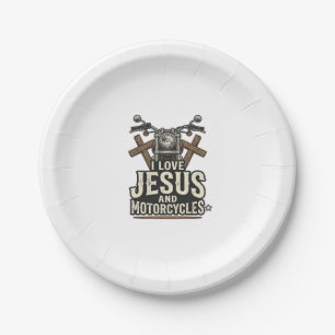 Assiettes En Carton Jésus et motos vintage chrétien biker Desi