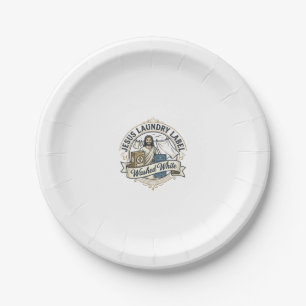 Assiettes En Carton Jesus Étiquette de Lavage Lavé Blanc Jésus Lavage 