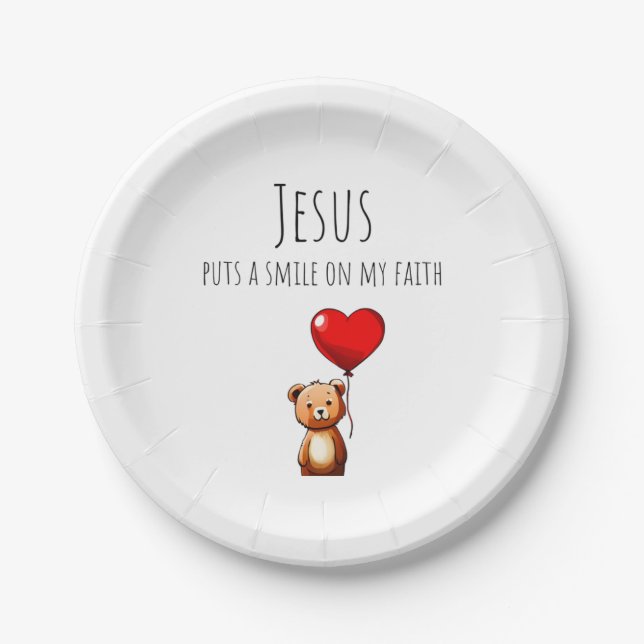 Assiettes En Carton Jésus Met Un Sourire Sur Mon Plaque De Foi (Devant)