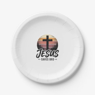 Assiettes En Carton Jesus Sauve Frère Vintage Chemise Croix Chrétienne