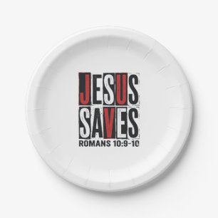 Assiettes En Carton Jésus Sauve Romains 10_9 Chemise Vintage Chrétienn