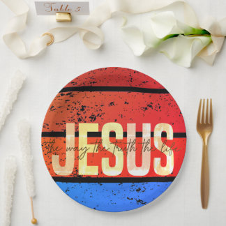 Assiettes En Carton Jesus, The Way, The Truth, The Life Retro Sunset