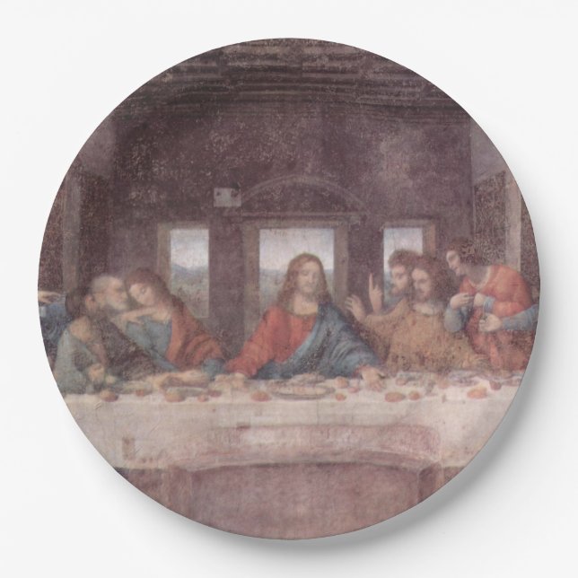 Assiettes En Carton Jésus "Yeshua" La Dernière Cène, Léonard de Vinci (Devant)