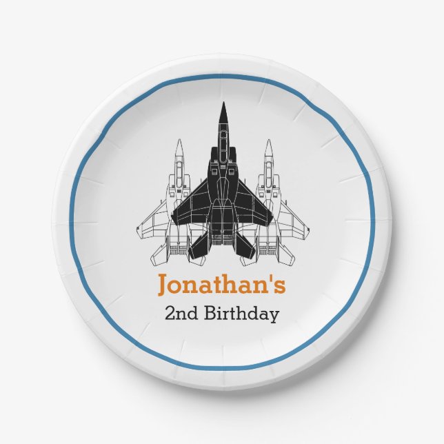 Assiettes En Carton Jet Plane Boy Anniversaire Plaques de papier perso (Devant)