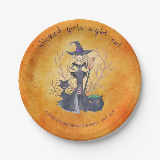 Assiettes En Carton Jeu de bachelorette d'Halloween (Devant)